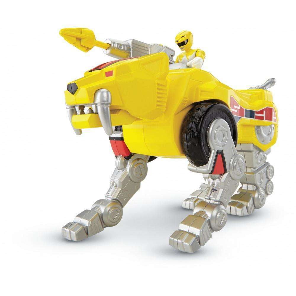 imaginext power rangers yellow ranger and sabertooth zord