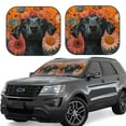 thumbnail image 2 of Daiia Sunflower Black Dog 2PCS Car Windshield Sun Shade, Foldable Sun Shield for Car Front Window, Auto Sun Blocker Visor Protector Universal for Truck SUV Pickup-Small, 2 of 7