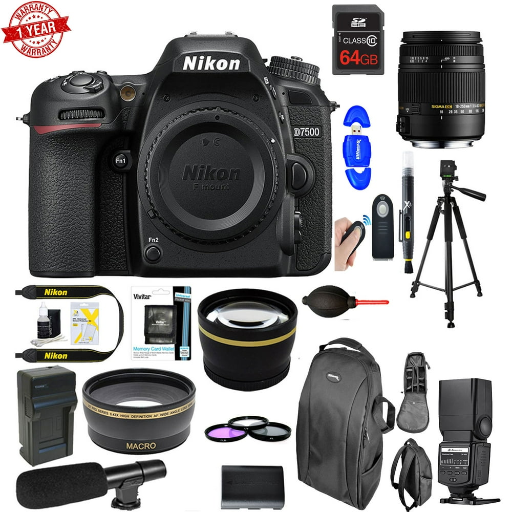 Nikon D7500 20.9MP Digital SLR Camera Body + 18250mm Macro Lens
