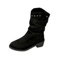 thumbnail image 2 of Viluyesy Womens Western Mid Calf Boots, Pull-On Comfortable Chunky Heels Fall Fashion Slouchy Boots Black US6.5, 2 of 9