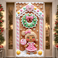 thumbnail image 6 of Gingerbread Girl Gingerbread Banner Pink Bow Holiday Display Green Wreath Lollipop Sweet Backdrop for Christmas Party Holiday Celebration Kids Birthday, 6 of 9