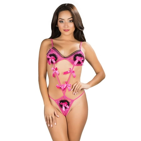 Women s Adult Lingerie Night Wear Straps and Bows Bodysuit Teddy