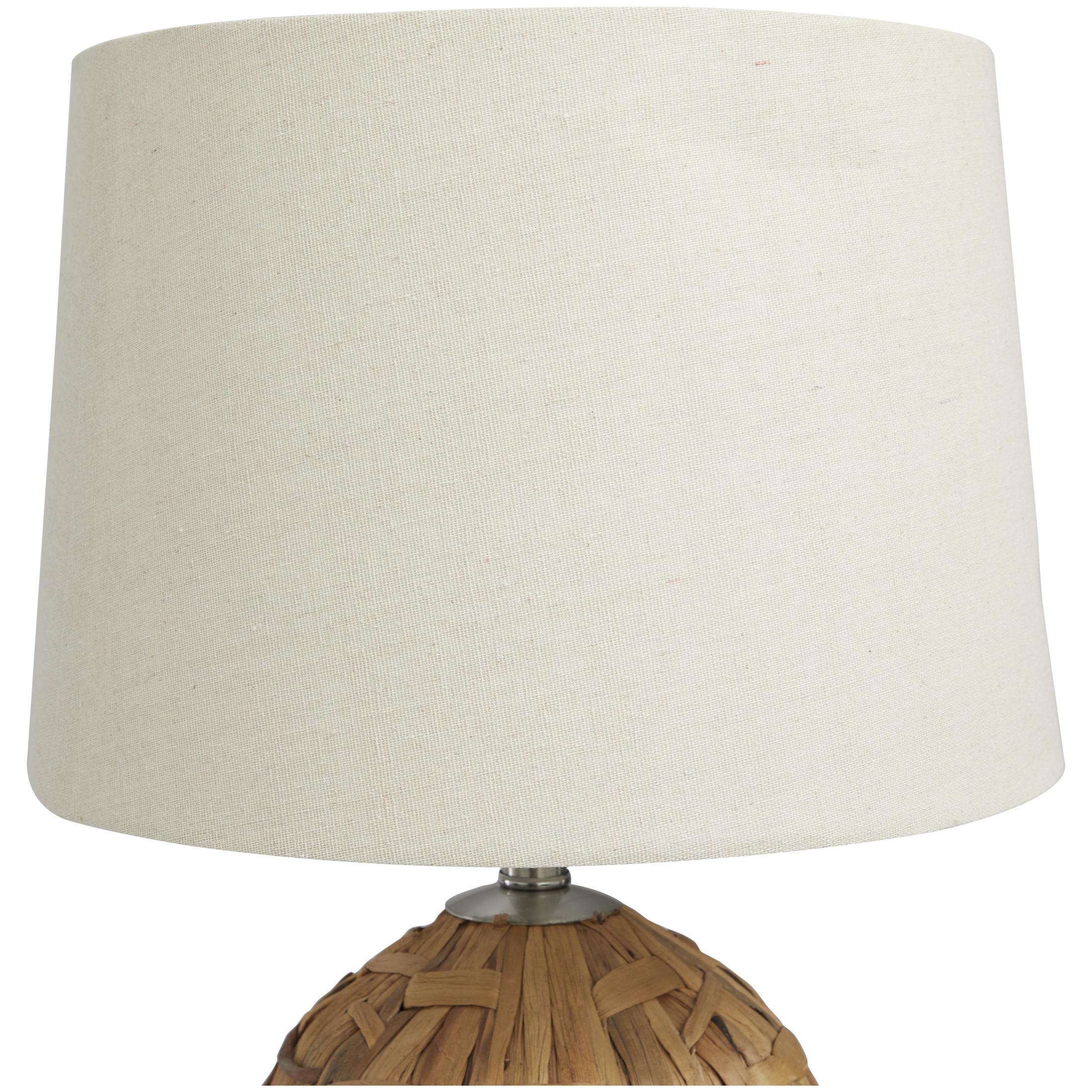 DecMode 27" Handmade Woven Brown Table Lamp with Cream Fabric Shade