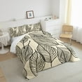 thumbnail image 4 of Manfei Leaf Plant Botanical Full Size Comforter Sets, Beige Cartoon Bedding Comforter Set, Chic Modern Fashion Reversible Bedding Sets, Lightweight Room Decor, 3pcs, 4 of 9
