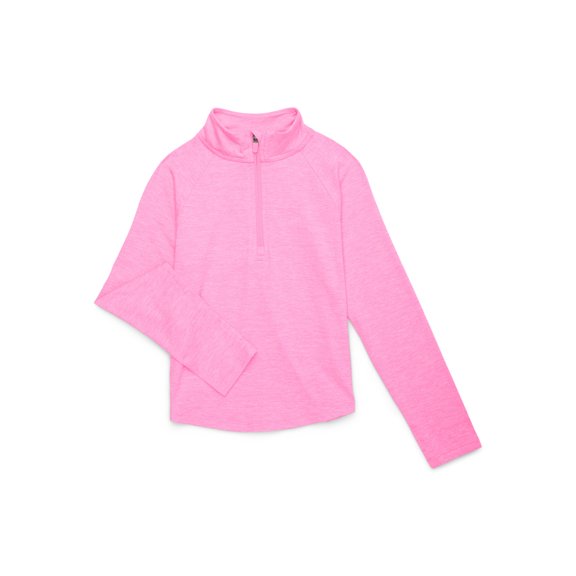 Athletic Works Girl's Active Long-Sleeve Quarter Zip Top, Sizes 4-18 & Plus