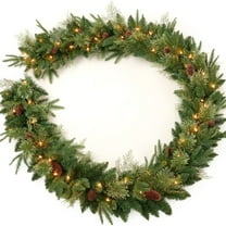 9Ft Pre-lit Christmas Garland with 50 LED Lights Battery Operated,Holiday Decoration Stairs Wall Mantle Door Indoor Outdoor