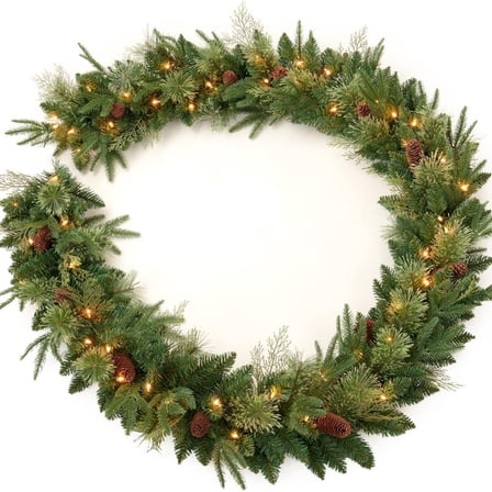 9Ft Pre-lit Christmas Garland with 50 LED Lights Battery Operated,Holiday Decoration Stairs Wall Mantle Door Indoor Outdoor