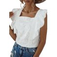 thumbnail image 4 of Women's White Square Neck Ruffle Sleeve Blouse, 4 of 4