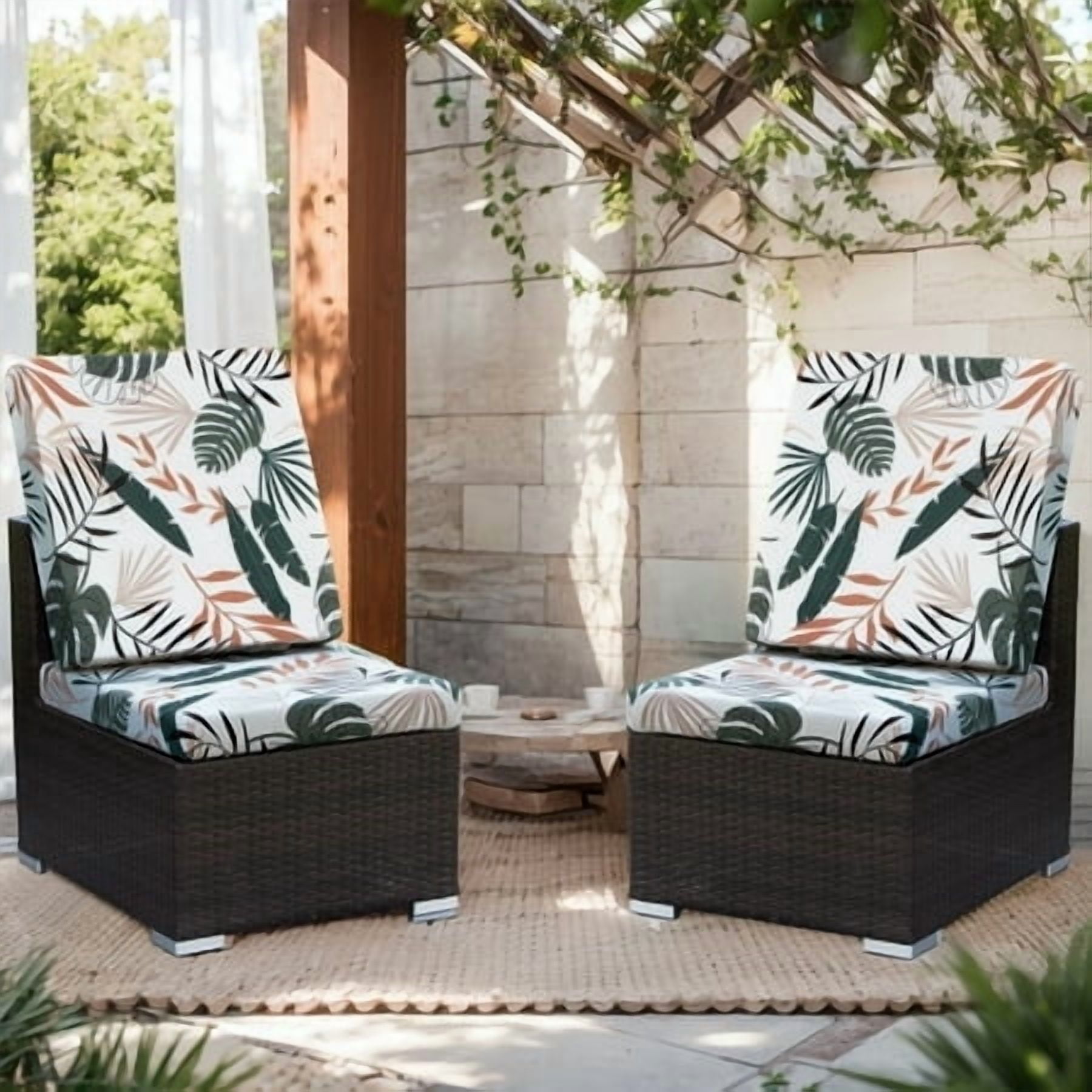 SHANNA 8 Pack Printed Patio Stretch Sofa Cushion Covers, Floral Pattern Outdoor Sofa Cushion Covers, Replacement Washable Couch Chair Cushion Covers Porch Patio Furniture Protector