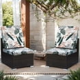 thumbnail image 6 of SHANNA 3 Pack Printed Patio Stretch Sofa Cushion Covers, Floral Pattern Outdoor Sofa Cushion Covers, Replacement Washable Couch Chair Cushion Covers Porch Patio Furniture Protector, 6 of 10