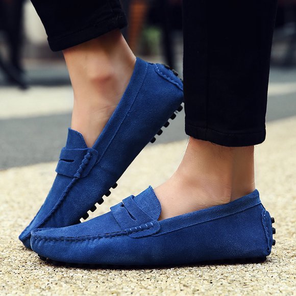 LSLJS Men's Loafers Shoes, Summer Men's Slip-On Peas Shoes Suede Comfortable Casual Breathable Shoes