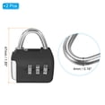 thumbnail image 2 of Uxcell 2Set 3Digit Combination Padlock Steel Security Cable 1.6' Travel Lock Black, 2 of 7