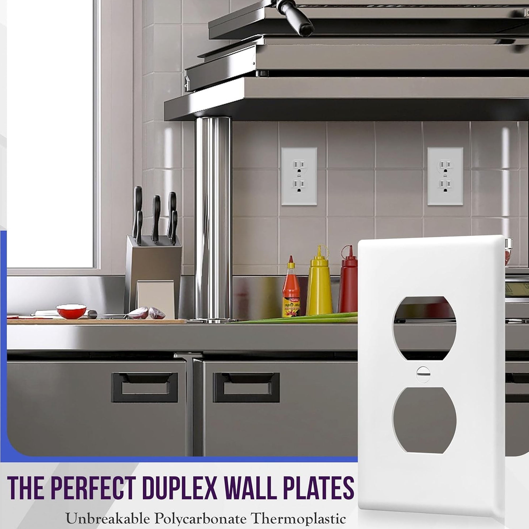 12 Pack Duplex Wall Plates Kit, Electrical Outlet Covers, Standard Size 1-Gang 4.50" x 2.76", Unbreakable Polycarbonate Thermoplastic, Electric Receptacle Plug Covers,White