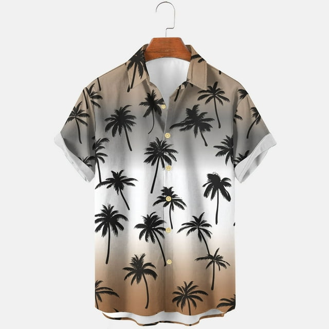 Weiqiqre Mens T-shirts Loose Fit, Floral Print Tropical Button Down Shirts