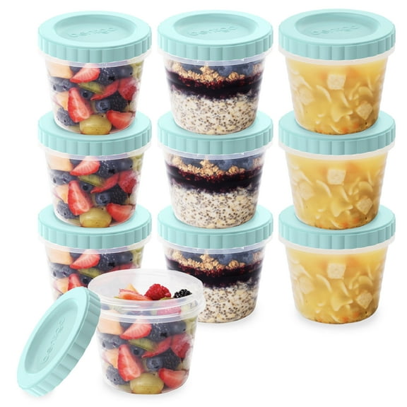 Bentgo Prep - 20 Piece 16 fl oz Leak-Proof Deli Containers with Lids, Food Storage for Meal Prep, Twist-Top, Reusable & BPA-Free, Stackable, Microwave, Freezer, & Dishwasher Safe (Sea Blue)