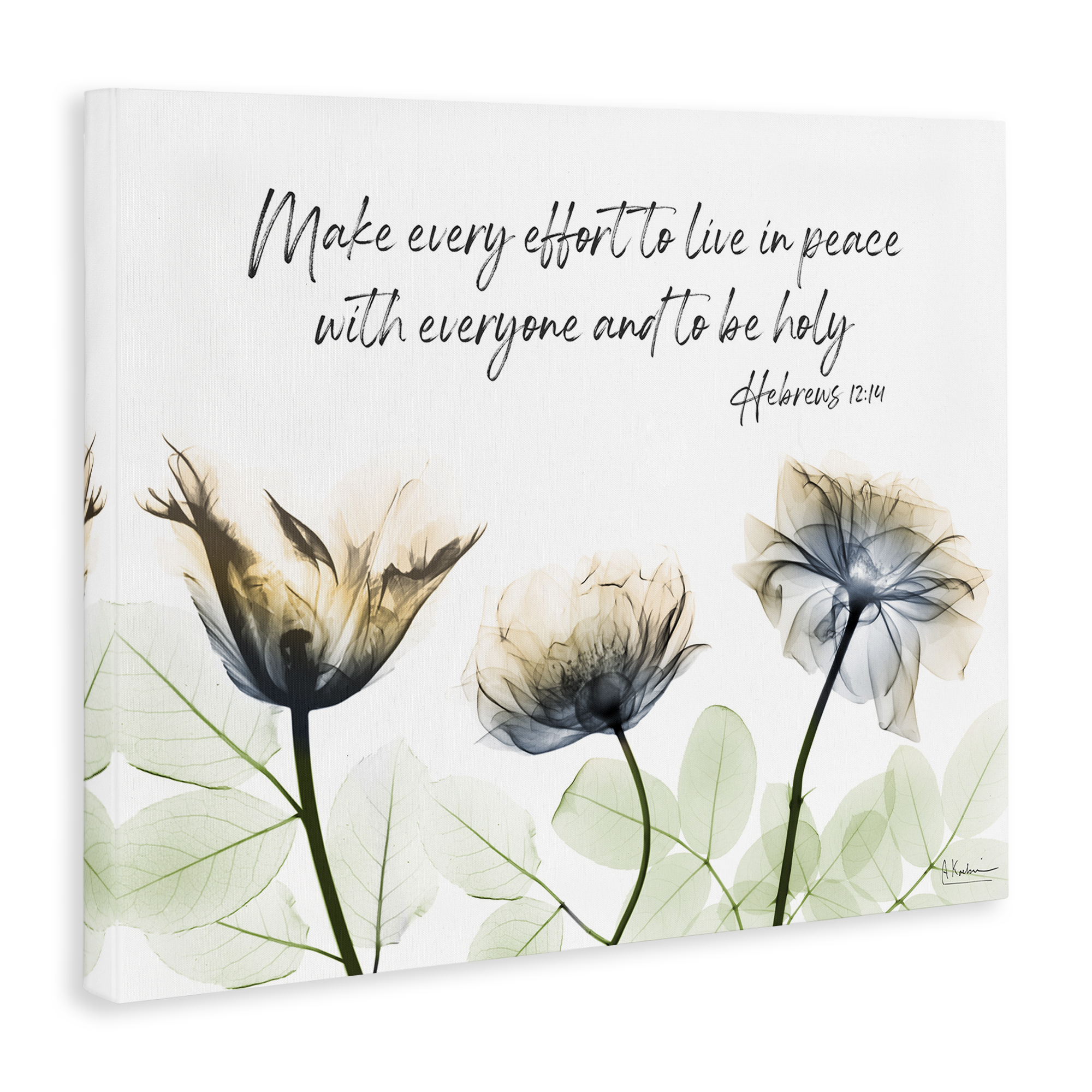 Stupell Industries Live In Peace Floral Religious Painting Gallery Wrapped Canvas Art Print Wall Art, 30 x 24