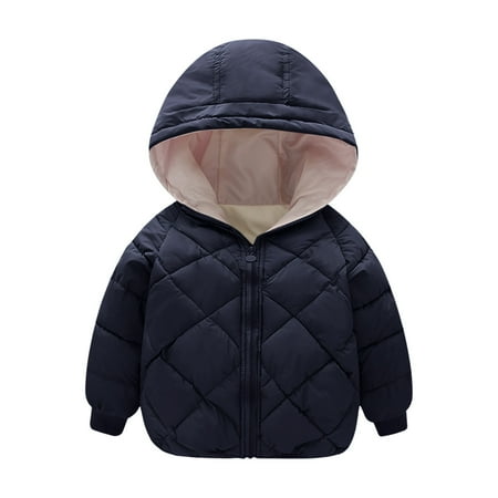

nsendm Toddler Boy Winter Coat Toddler Kids Baby Boys Girls Winter Warm Solid Coats Ears Kids Winter Clothes Boys Black 18-24 Months