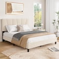 thumbnail image 3 of Queen Size Bed Frame with Adjustable Headboard, Linen Upholstered Full Platform Bedframe with Strong Wooden Slats, Mattress Foundation, No Box Spring Needed, Easy Assembly, 3 of 7