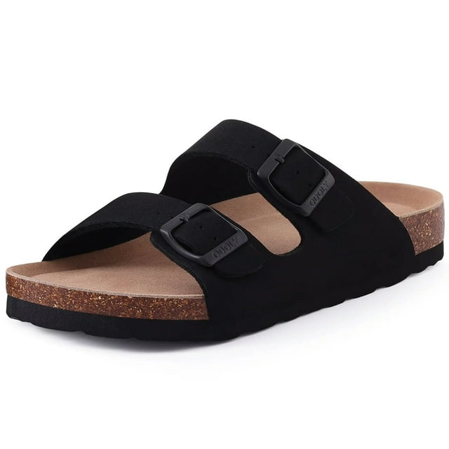 Comwarm Pantoufles Classiques en Liège pour Femmes Nouvelles Sandales Plates en Daim Mode Été Couple Plage avec Boucle Réglable tzw