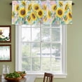 thumbnail image 3 of Sunflowers Curtain Valances for Windows, Kitchen Valance Window Treatments Panel 2 Pack, Yellow Floral Summer Botanical Elegant Pastoral Rod Pocket Short Curtains for Bathroom Bedroom 42 x 18 Inch, 3 of 8