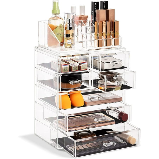 Acrylic Makeup Organizer with 7 Drawers & 16 Slots Jewelry Cosmetics Storage  Box - Walmart.com