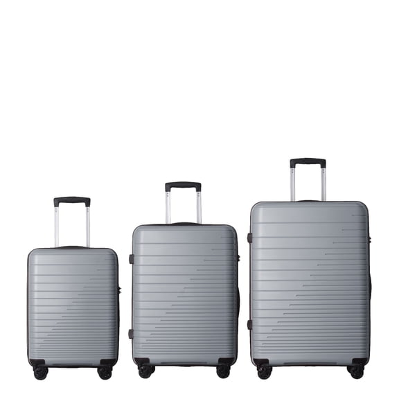 Luggage Set 3 Piece, PP Hardshell Carry on Suitcase with Spinner Wheels & TSA Lock, Lightweight Suitcases for Business, Trip, (20"/24"/28"), Gray