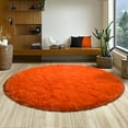 thumbnail image 4 of ZENELESS Shaggy Circular Rug,6x6ft Orange Ultra-Soft Plush Modern Round Fluffy Carpet,Soft Area Rugs for Living Room,Nursery Room,Bedroom, 4 of 8
