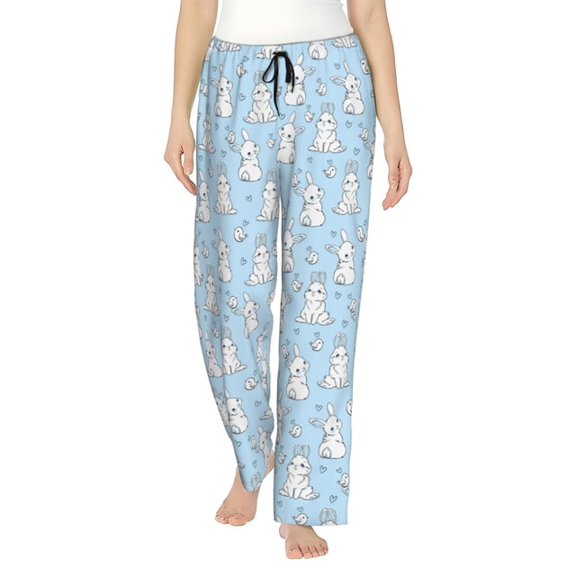 Xecao Rabbit And Bird for Women's Pajama Pants with Drawstring Waist and Side Pockets Lightweight Lounge Sleep Pants-X-Large