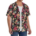 thumbnail image 2 of Sikiie Many Kind Of Flowers Men's Wrinkle Free Untucked Cuban Shirt Business Casual Button Down Shirts Short Sleeve Shirt3X-Large, 2 of 5