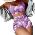 thumbnail image 2 of Trajes de baño para mujer, Trajes de baño para mujer Moda Mujer Estampado Casual Lazo Abertura Bikinis de Cintura Alta Conjuntos de Trajes de Baño para Mujer Traje de Baño, 2 of 7