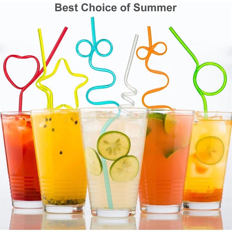 Newtay 36 Sets Crazy Silly Straws With Cards - Assorted Colors, Disposable Fun Straws For Kids Parties, Drinks & Classroom Activities