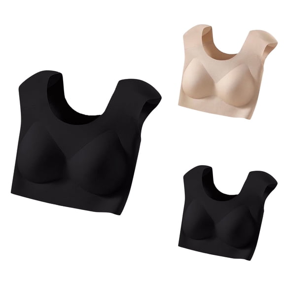 Women's Seamless T-Shirt Bra with Removable Padded Straps, Full Coverage Side Support, Wireless Push-Up Comfort for Everyday Wear