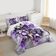 thumbnail image 3 of Homewish Dreamy Purple Butterfly Full Size Comforter Sets, Romantic Valentine's Day Bedding Comforter Set, Vintage Oil Printing Reversible Bedding Sets, Breathable Home Decor, 3pcs, 3 of 8