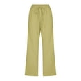 thumbnail image 5 of Women Comfortable High Waisted Wide Leg Pants Drawstring Elastic Trousers Comfy Straight Leg Long Pants With Pockets Elderly Womens Clothes, 5 of 5