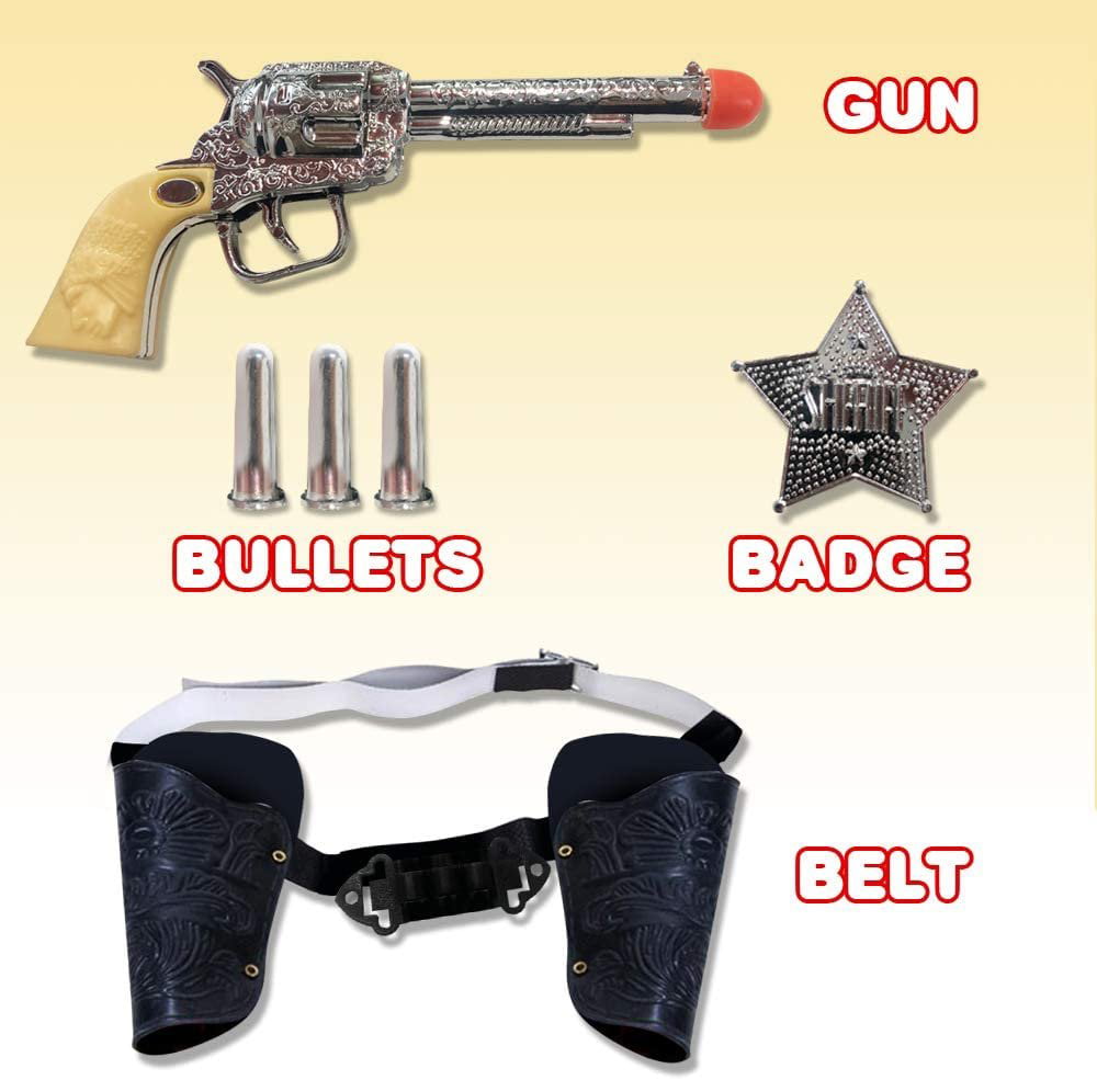 blk Western Toy Cowboy Gun & Holster Set with Sheriff Badge and Belt 