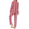 thumbnail image 4 of FAIWAD Womens Plaid Pajama Sets Long Sleeve Lapel Shirt and Pajamas Pants 2 Piece Button Nightwear Set, 4 of 6
