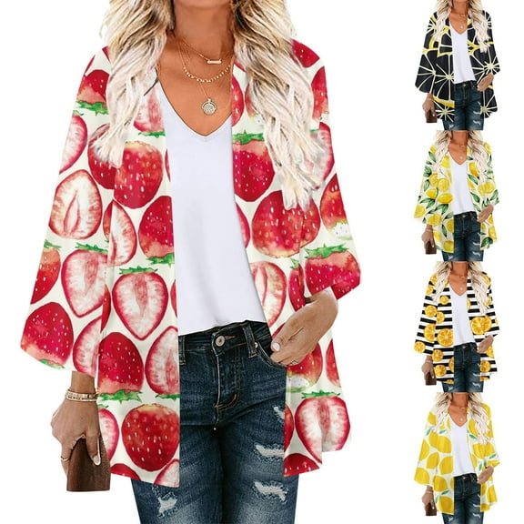 AXXD Bathing Suit Cover Up for Women,Black Swimsuit Cover Up Women Floral Print Puff Sleeve Kimono Cardigan Loose Chiffon Cover Up Tops