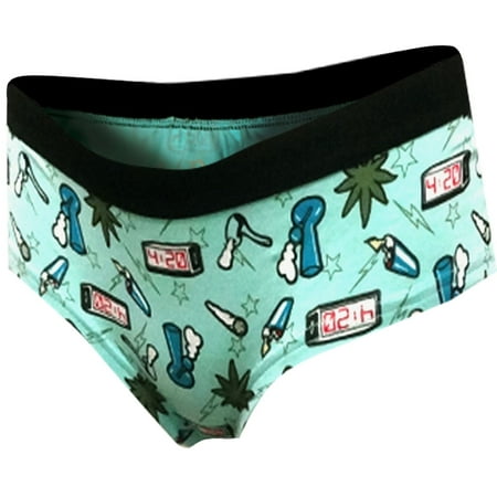 Body Rage Womens High Times Blue Ganja Weed Hipster Panty (Small)