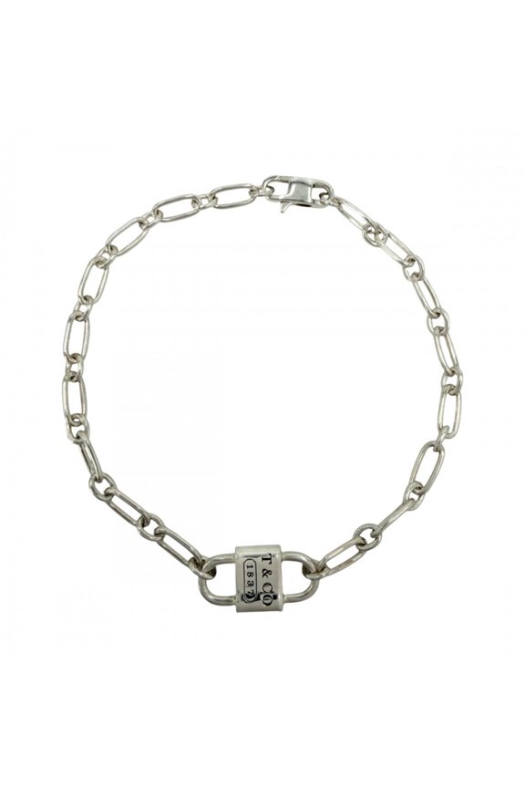 Pre-Owned Tiffany & Co. Small Double Lock Bracelet for Men and Women, 925 Sterling Silver,...