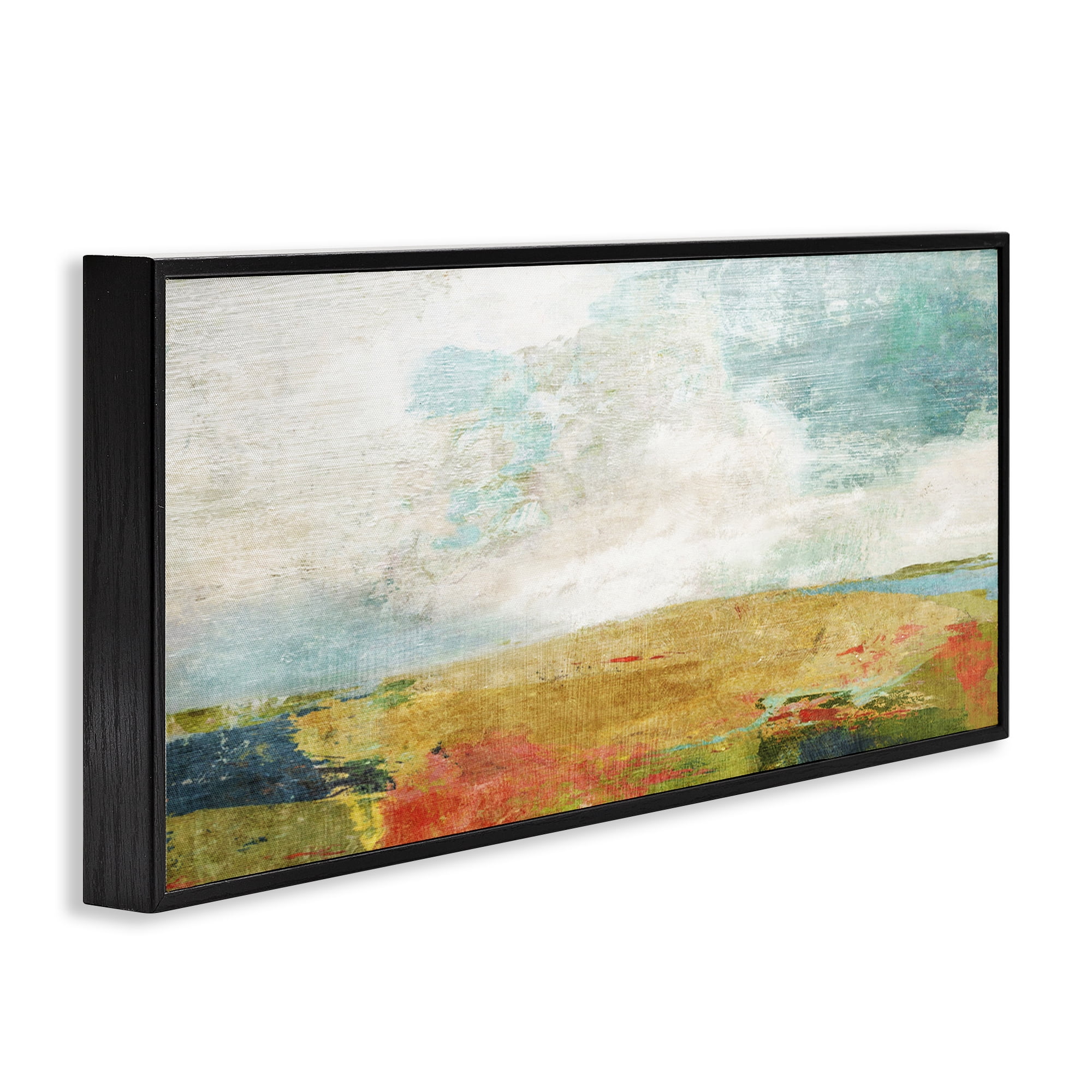 Stupell Industries Rural Country Hills Impression Abstract Painting Black Framed Art Print Wall Art, 30 x 13