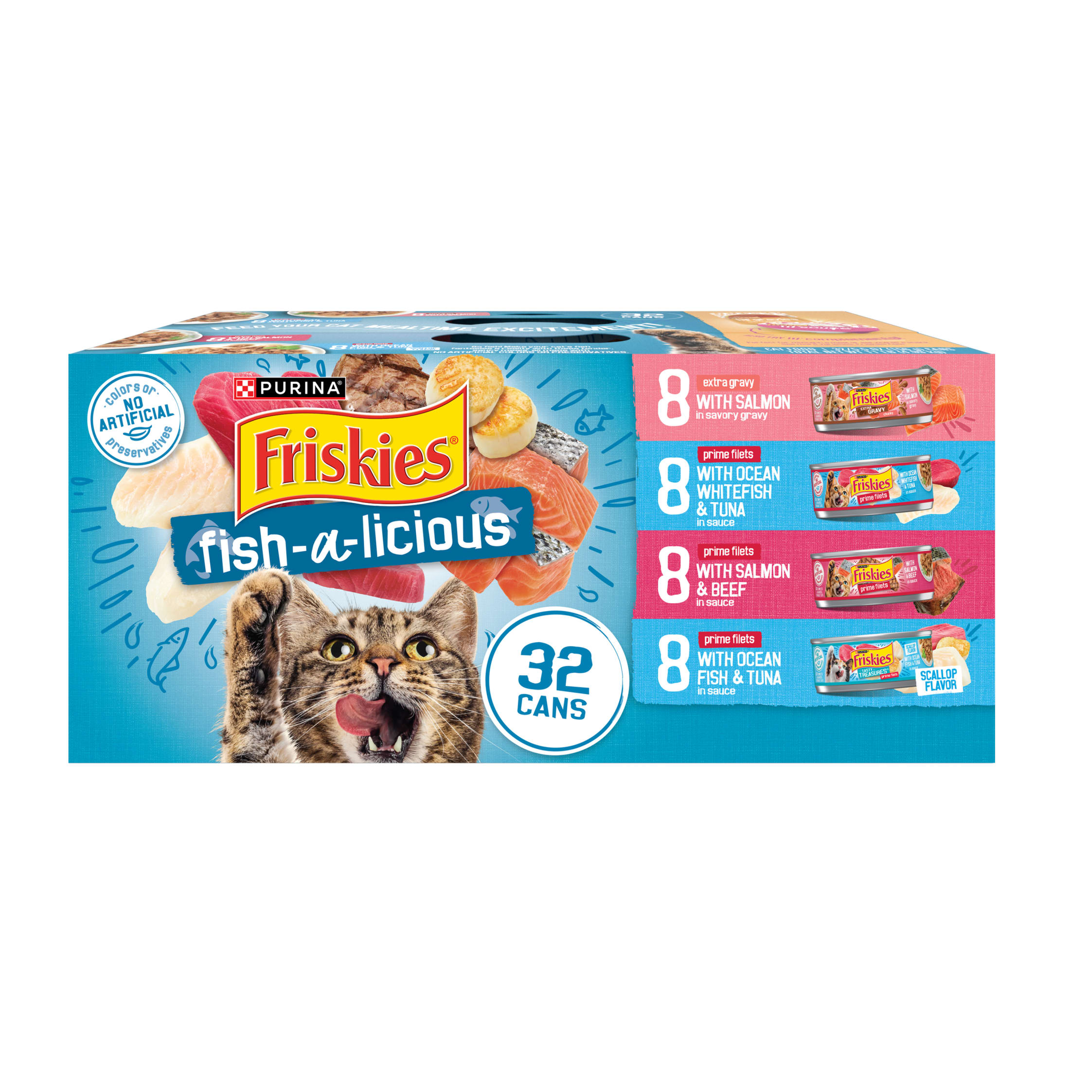 Purina Friskies Fish-A-Licious Variety Pack, Wet Cat Food, 5.5 oz Cans