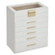 thumbnail image 1 of SONGMICS Joyero con Tapa de Vidrio, Organizador de Joyas de 6 Capas, 5 Cajones, para Gafas de Sol, Joyas Grandes, Almacenamiento de Joyas, Estilo Moderno, Color Blanco Nube y Dorado UJBC171W01, 1 of 5