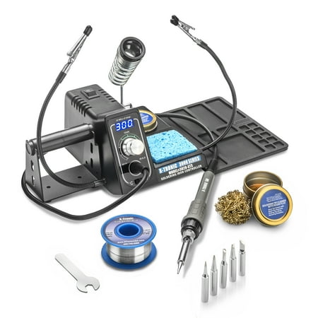 

X-Tronic 3020-XTS • 75W Soldering Iron Station • 2 Helping Hands • LED Display • 5 Extra Tips • Roll of Solder • Brass Sponge w/Cleaning Flux • Wet Sponge • C/F Conversion • 10 Minute Sleep Feature