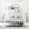 thumbnail image 3 of alazyhome Full ​Size Metal Canopy Bed Frame, Modern Design, White, 3 of 7
