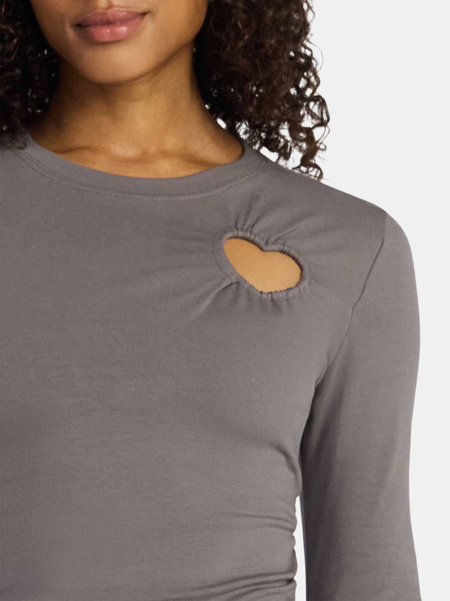 Madden NYC Women’s Heart Top with Long Sleeves, Sizes XXS-XXL