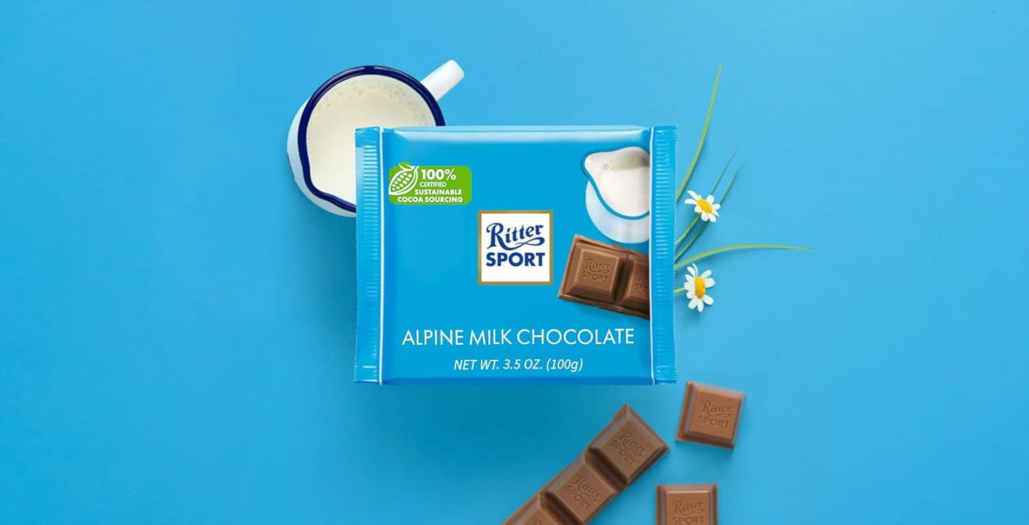 Ritter Sport, Alpine Milk Chocolate, 3.5-Ounce Bars (Pack of 12)