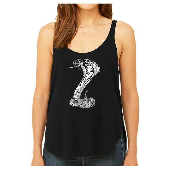 LA Pop Art Women's Premium Word Art Flowy Tank Top - Tyles of Snakes