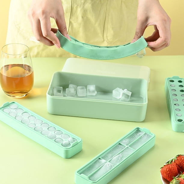 Xihbxyly Juego de Cubiteras de Hielo, Molde para Cubitos de Hielo de Grado Alimenticio, Apilable con Tapa Extraíble, Diseño de Fácil Liberación, Multiusos para Bebidas, Salsas y Repostería, Tamaño Co