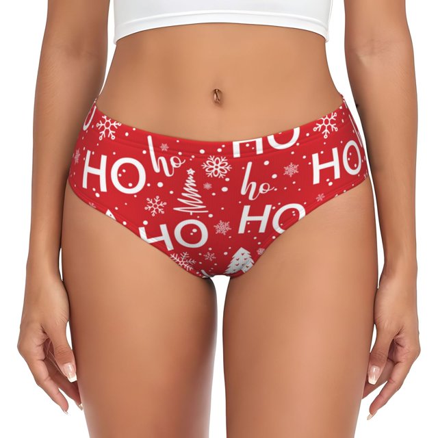 Balery Christmas Hohoho Ropa Interior de Algodón para Mujer con Dibujo – Braguitas Cómodas y Elásticas, Estilo Clásico-3X-Large