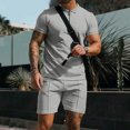 thumbnail image 2 of Stamzod Men Tracksuit 2 Piece Short Sleeve Button Up Shirts Shorts Jogging Suits Oversize Causal Business Outfit Sets, 2 of 5